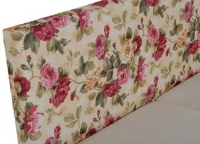 Čalúnená manželská posteľ VIVA, 200x180, kvety / béžová (2108 / aston 1)