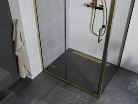 Mexen Apia sprchovací kút s posuvnými dverami 120 (dvere) x 80 (stena) cm, 5mm číre sklo, zlatý profil, 840-120-080-50-00