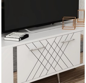 TV stolík/skrinka Tunini (biela + strieborná) . Vlastná spoľahlivá doprava až k Vám domov. 1095249