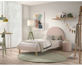 Ružová čalúnená jednolôžková posteľ s roštom 90x200 cm MOON – Vipack