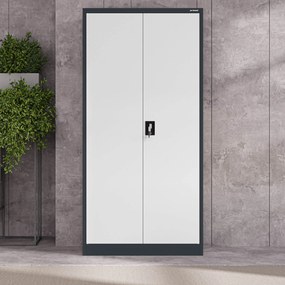 Kancelárska skriňa na dokumenty so 4 policami, antracitovo-biela, 900x1850x400 mm: JAN