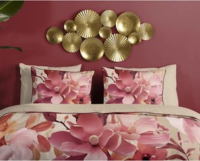 Ružové/béžové obliečky na jednolôžko/predĺžené z bavlneného saténu 140x220 cm Chaja – Descanso