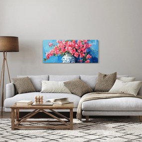 Obraz - Váza ružových kvetov (120x50 cm)