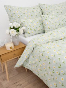 Bavlnené obliečky Renforcé - Sedmokrásky šedozelené