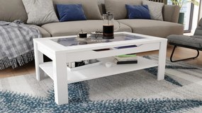 Konferenčný stolík so zásuvkou Roman, biely
