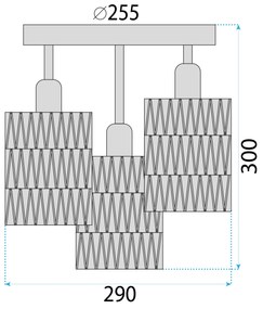 Toolight Toolight, stropné svietidlo 3xE27, APP1624-3C, hnedá-čierna, OSW-04127