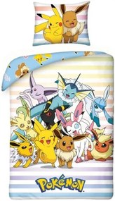 Bavlnené posteľné obliečky Pokémoni - motív Pikachu a Eevee - 100% bavlna - 70 x 90 cm + 140 x 200 cm