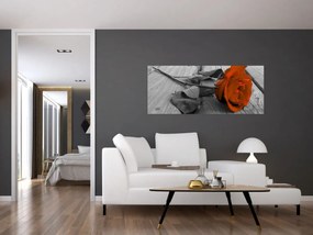 Obraz - Oranžová ruža (120x50 cm)