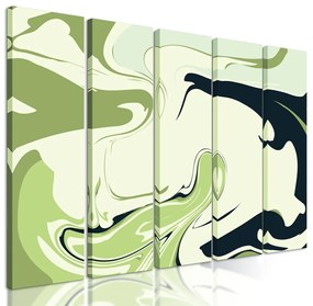 5-dielny obraz abstrakcia zelenej