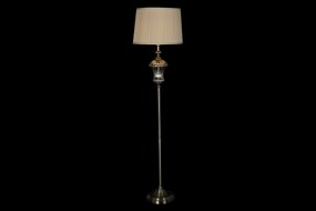 Podlahová lampa "Romantic" s tienidlom, kov-sklo, mosadzná, 40x40x166 cm
