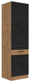 Kuchynská skrinka so zásuvkami Woodline 60 DKS-210 3S 1F, Farby: dub lancelot + dark wood