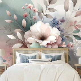 Tapeta pastelové akvarelové kvety