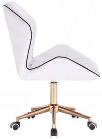 LuxuryForm DESIGN Stolička MILANO MAX na zlatej podstave s kolieskami - biela