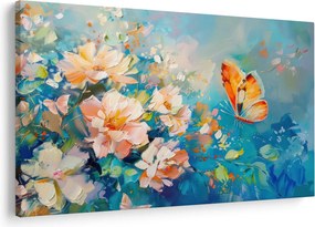 Obraz - Motýľ a kvety, olejomaľba II. (90x60 cm)