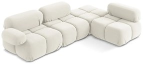 Biela zamatová modulárna rohová pohovka (pravý roh) Lokua – Makamii