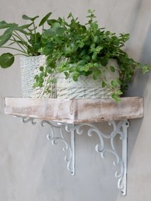 Krémová antik liatinová konzola s ornamentom - 25*4*25 cm