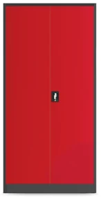 Kovová dielenská skriňa s policami BRUNO 920 x 1850 x 500 mm, antracitovo-červená