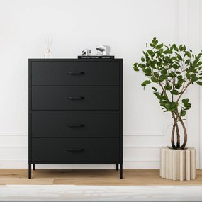 Čierna kovová komoda so zásuvkami na nožičkách CARLA Modern 800 x 1015 x 400 mm