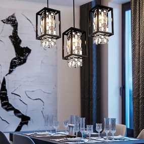 Toolight Toolight, stropné krištáľové svietidlo 1xE27 APP1110-1CP, čierna, OSW-14001