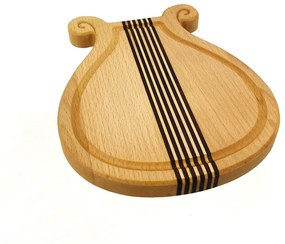 AMADEA Drevená doštička s drážkou v tvare lýry, masívne drevo, 20x18x2 cm