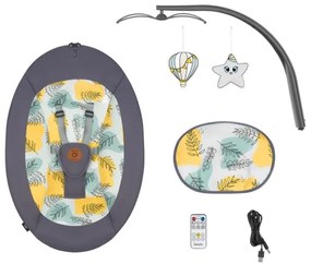 Lionelo - Detské húpacie kresielko s melódiou RALF 4xAA Grey Concrete + diaľkové ovládanie