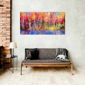 Skleneny obraz Farebné stromy maľovanie