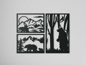 drevko 3-dielny obraz Medvedí triptych