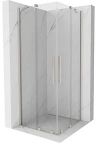 Mexen Velar Duo, sprchový kút s posuvnými dverami 90 x 90 cm, 8mm číre sklo, brúsená oceľ, 871-090-090-02-97