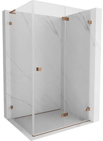 Mexen Lunar-F L, 1-krídlový sprchový kút so skladacími dverami, pravý, 85 x 80 cm, 8mm číre sklo, ružové zlato profil, 836L-085-080-60-00-P