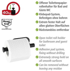 Matne čierny samodržiaci držiak na toaletný papier z nehrdzavejúcej ocele Orea – Wenko