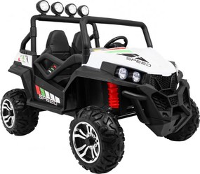 Ramiz Terénna bugina Strong pre deti biela + pohon 4x4 + diaľkové ovládanie + nosič batožiny + rádio MP3 + LED