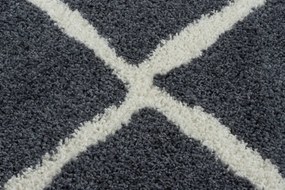 Kusový shaggy koberec BERBER CROSS sivý
