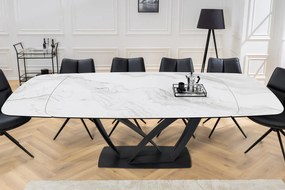 Luxusný rozkladací jedálenský stôl ILINOIS 180-220-260 cm – v bielom mramorovom prevedení