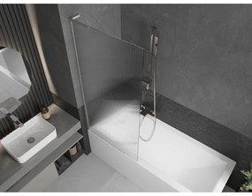 Mexen Next L, 1-krídlová vaňová zástena 80 x 150 cm, 6mm sklo s rebrovým vzorom, 6mm číre sklo, profil brúsená oceľ, 895-080-000-03-09-97