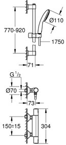 GROHE 34854001 - Termostatická sprchová batéria PRECISION START 900 mm chróm