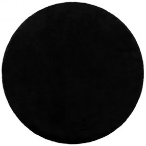 Okrúhly koberec BUNNY čierny, imitácia králičej kožušiny