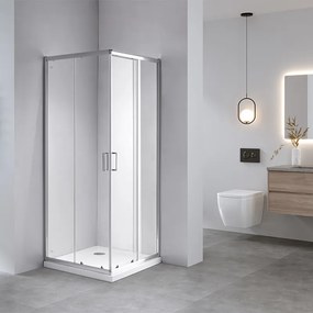 BPS-koupelny Štvorcový sprchový kút HYD-SK93B 90x90 chróm/transparent + vanička HYD-SSV-SXL02B biela
