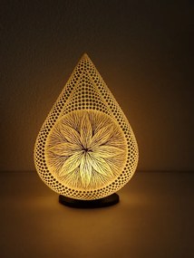 Stolná lampa MANDALA biela, ručne obojstranne  maľovaná, 38 cm