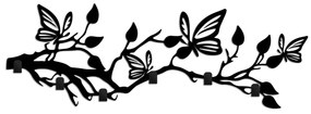 Nástěnný kovový věšák Butterfly 60 cm černý