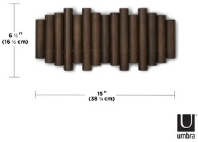 Tmavohnedý nástenný vešiak z borovicového dreva Picket – Umbra