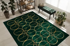 Koberec EMERALD exkluzívny 1010 glamour, styl kruhy fľaľkovo zelený / zlatý