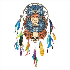 Samolepka na stenu "Farebný lapač snov" 62x40 cm