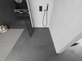 Mexen Kioto L, sprchová zástena Walk-In 80 x 200 cm, 8mm číre sklo čierny vzor, grafitový profil, 800-080-103-95-77