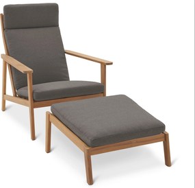 Pohodlné záhradné kreslo s vysokým operadlom vrátane opierky nôh