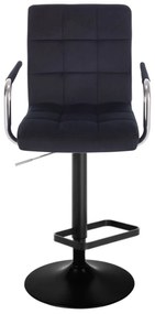 LuxuryForm Barová stolička VERONA VELUR na čiernom tanieri - čierna