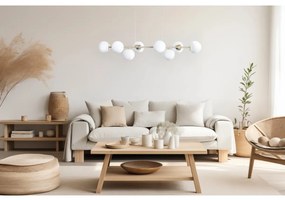 Závesné svietidlo Florence, 8x biele sklenené tienidlo, g/be