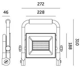 LED Prenosný reflektor TIGRA LED/100W/4000K IP54 čierna/žltá