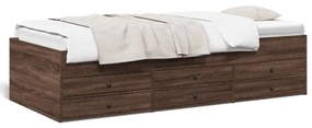Denná posteľ so zásuvkami hnedý dub 90x200 cm kompozitné drevo 3280880