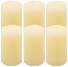 Krémová parafínová sviečka rustikálna 11,5 cm, 40h, sada 6ks