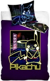 Bavlnené posteľné obliečky Pokémon Pikachu - so svietiacim efektom - 100% bavlna - 70 x 90 cm + 140 x 200 cm